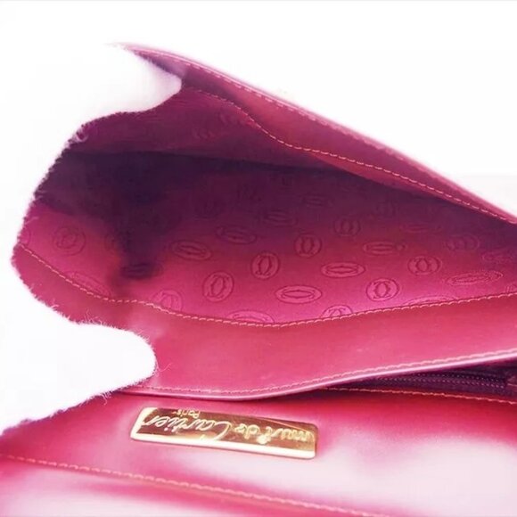 Cartier Clutch Bag Bordeaux x Leather x Gold Hardware Authentic Used - Picture 9 of 12